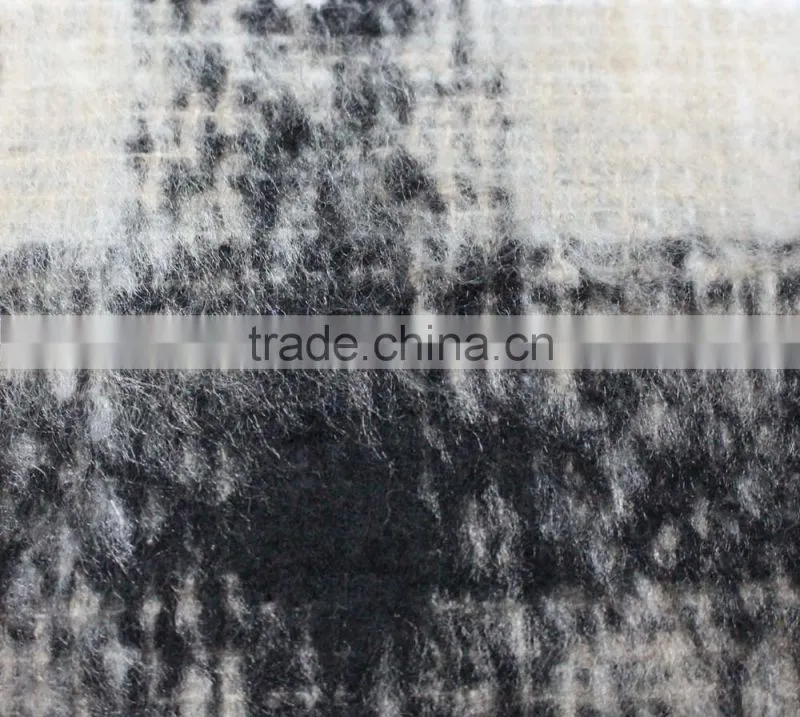Fall winter thick scotch plaid brushed polyester acryilic blend wool fabric