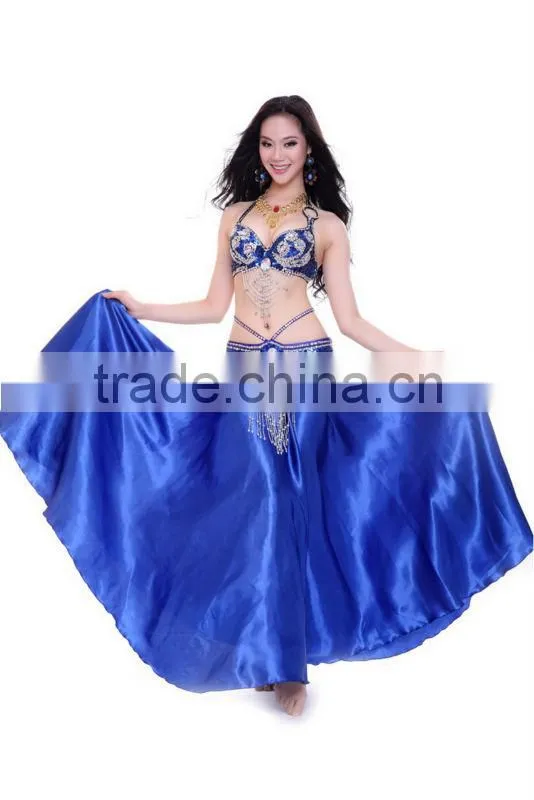 Wuchieal Professional Belly Dance Performance Skirt, Black Satin Skirt Long