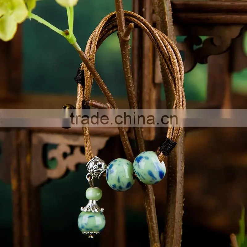 In Stock Wholoesale Jingdezhen Handmade Ceramic Bracelet leather bracelet