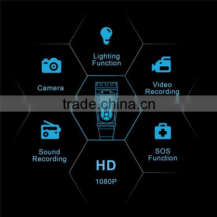 HD video recorder flashlight with strong light / low light / SOS function