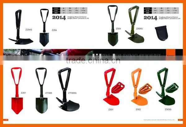 round nose shovel Full black iron piece double plastic covers Folding shovel hot sell mini garden tool USA