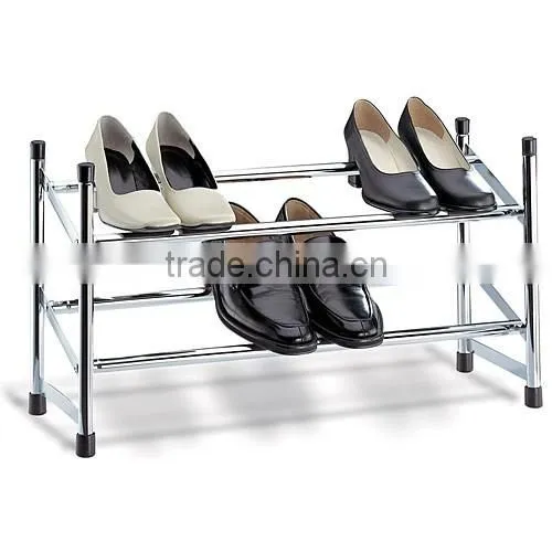 household two tier expandable metal shoe rack