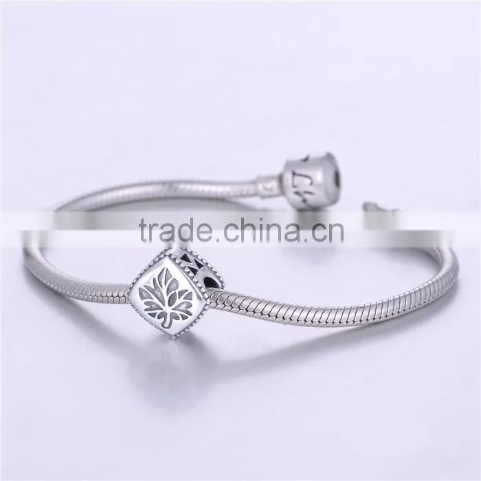 Best Mothers Day Gifts Engraved Alphabet Letter Mum 925 Sterling Silver Charms Fit Euoropean DIY Bracelet