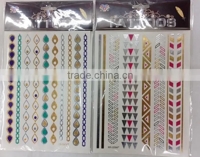 Metallic body temporary gold foil leaf gold tattoo sticker for woman
