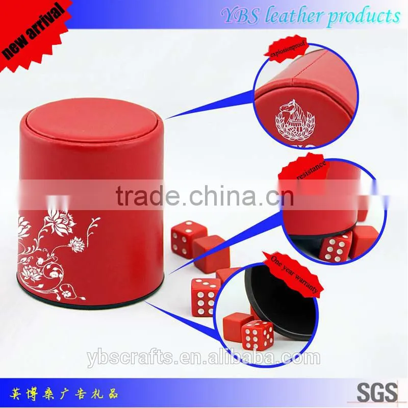 factory direct hot sale pu leather dice cup with dices