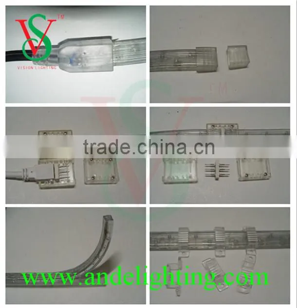high brightness PVC 3 wires flat 220v led rope light for decoration