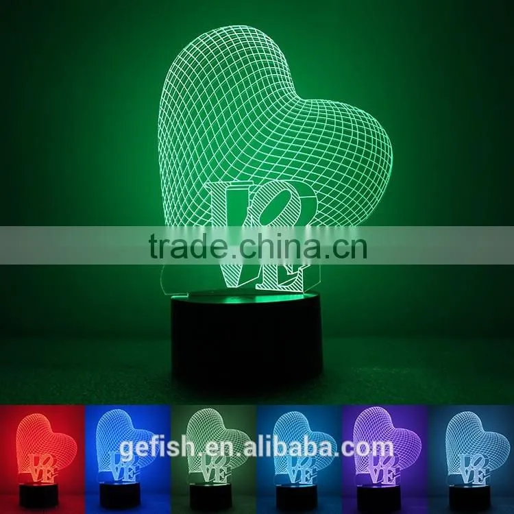 Fancy customized 3D acrylic table led lamp with battery wholesale
