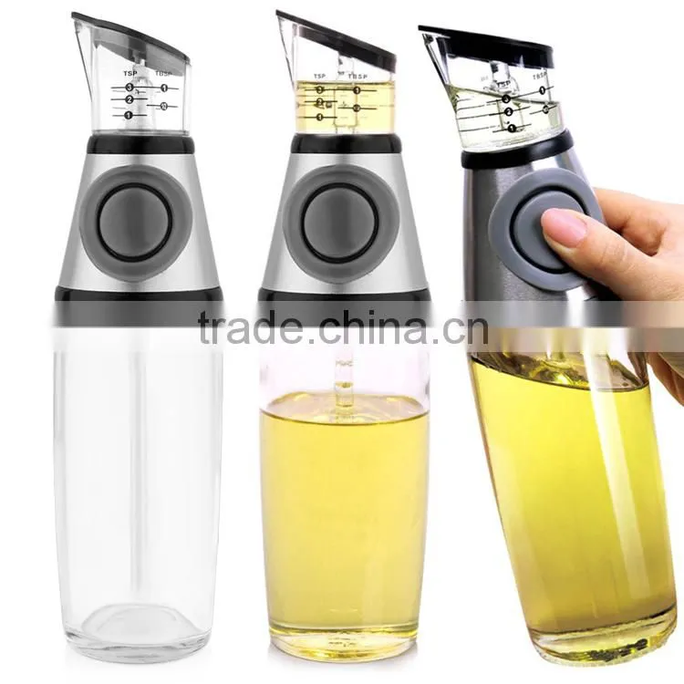Press and Measure Olive Oil Glass Bottle