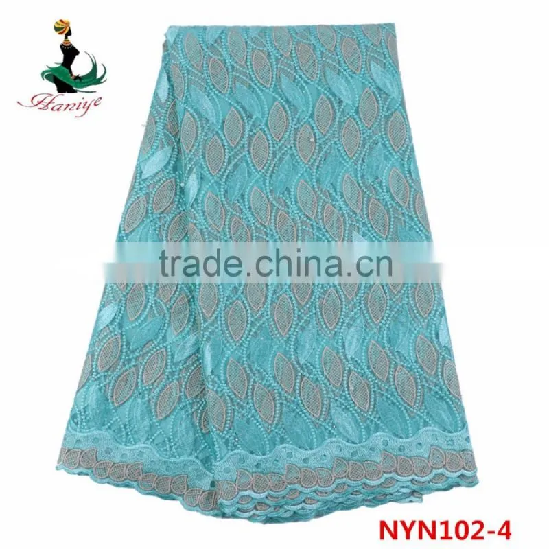 2016 Haniye wholesale French net lace fabric/Nigeria lace fabric for lady garment/NYN102