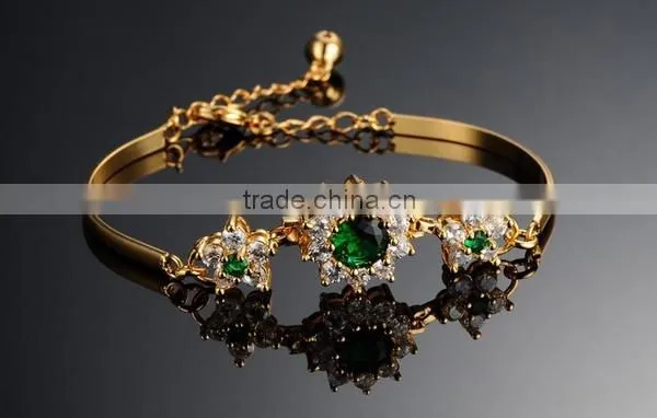 Luxury Gold Plated Alloy Zircon Wedding Bracelet For Women