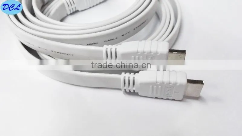White flat HDMI cable with nickel plated 1M