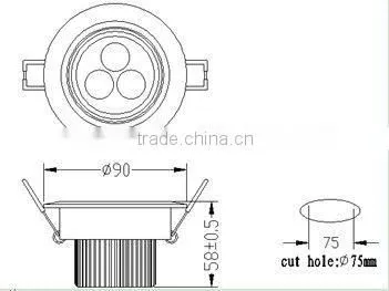 Hot Sale CE RoHS Indoor 3w 7w 9w suspended led ceiling lamp