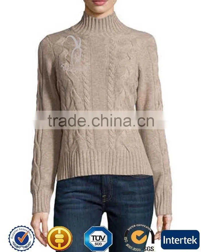New Faashion Turtleneck Women Pure Cashmere Cable Knit Sweater