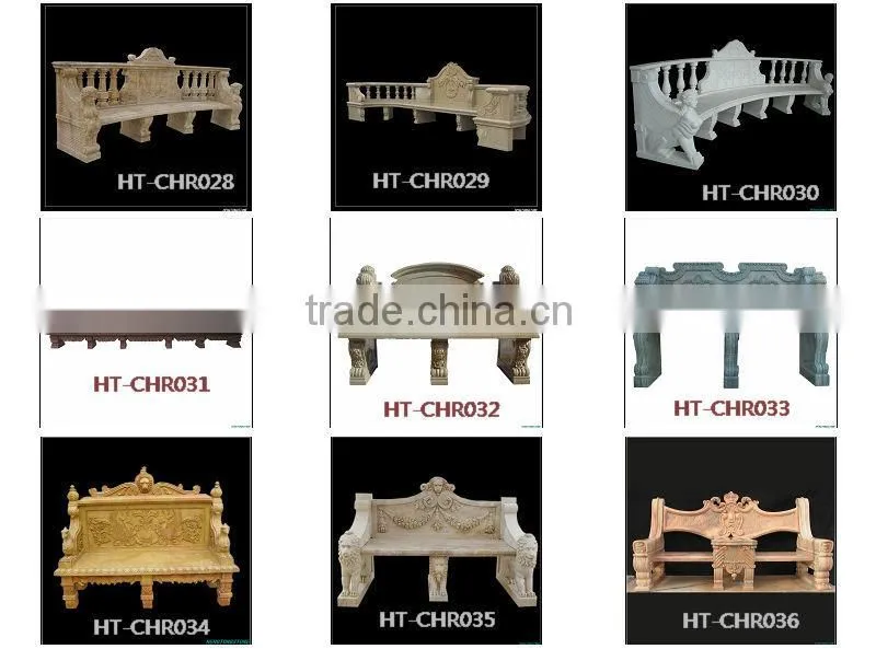 Flower Carved Outdoor Marble Bench