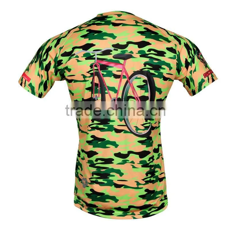 Mens Camouflage Print Short Sleeve Cycling Jersey