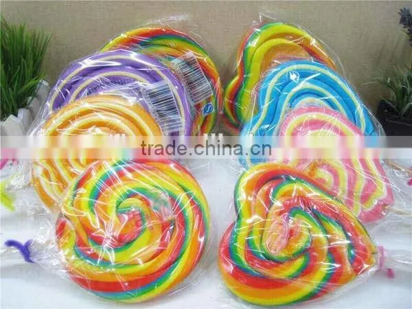 Strawberry flavou Fruit Rainbow Swirl Flat Giant Lollipop