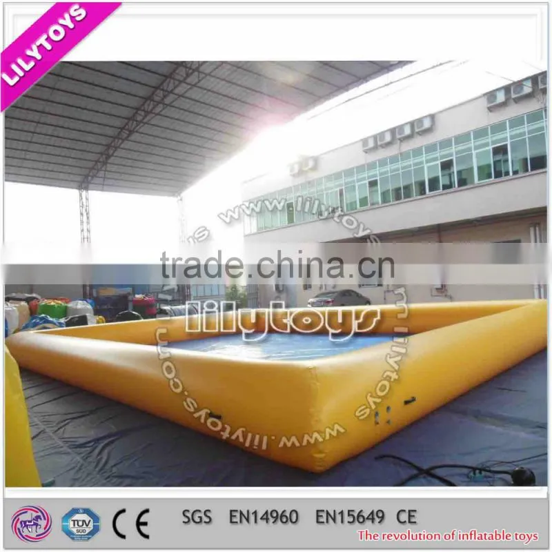 Factory price yellow inflatable swimming pool with best 0.6mm waterproof plato PVC