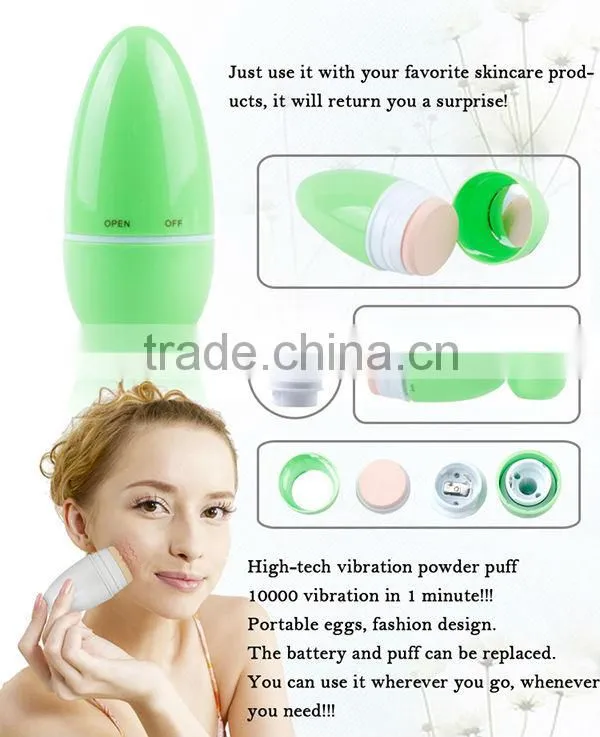 mini electric vibrating foundation powder puff home use makeup tool