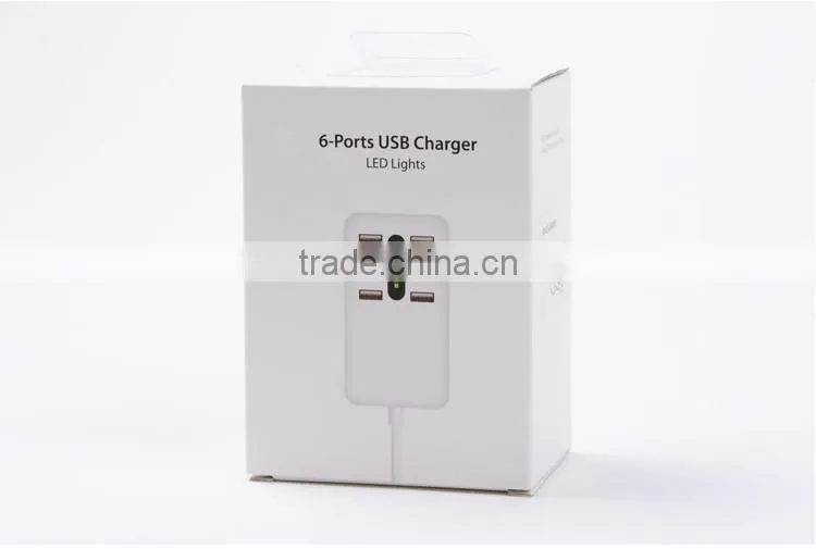 6 usb ports fast charging socket charger with LED indicator light