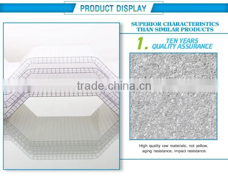 Polycarbonate twin wall uv protected pc hollow sheets plastic roofing material
