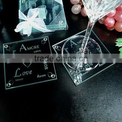 tableware engraving heart pattern glass coaster