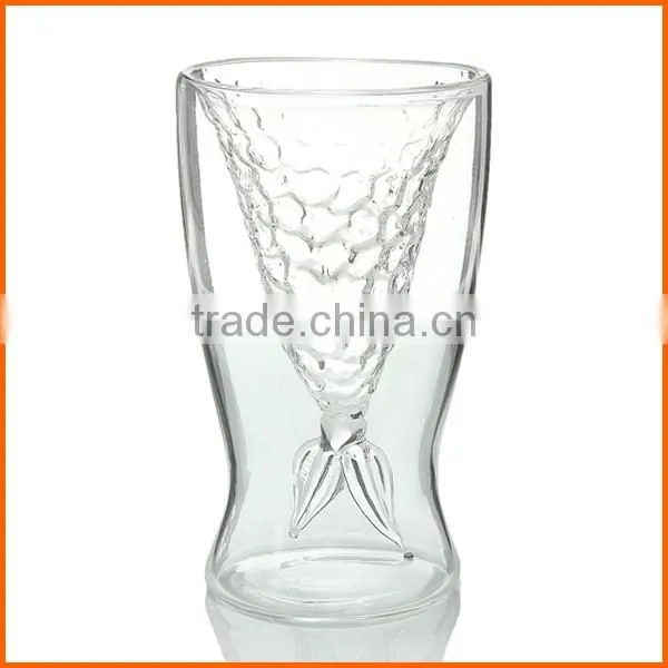 New design fashion double clear drinking glass cup 100ml