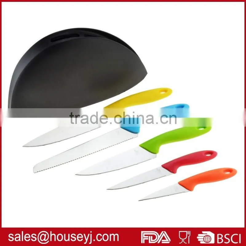 5 pieces stainless steel kitchen knife set with knife block knife holder