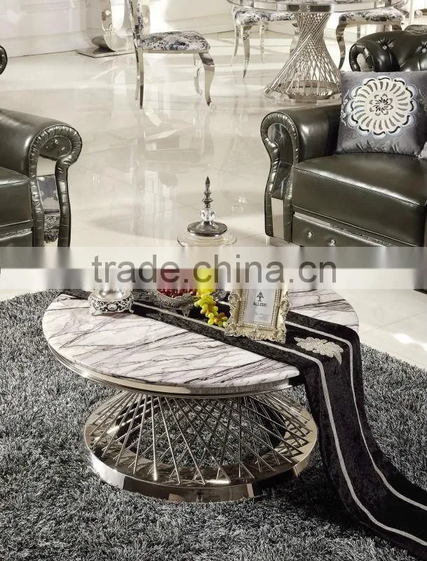 C381 Living Room Stainless Steel Marble Coffee Table
