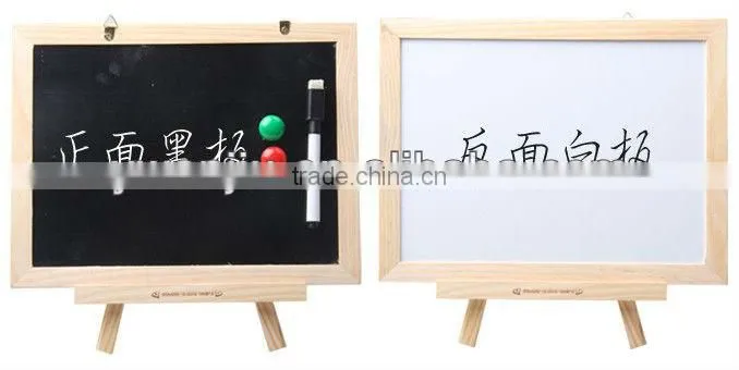 creative wooden black and white double magnetic blackboard & message board