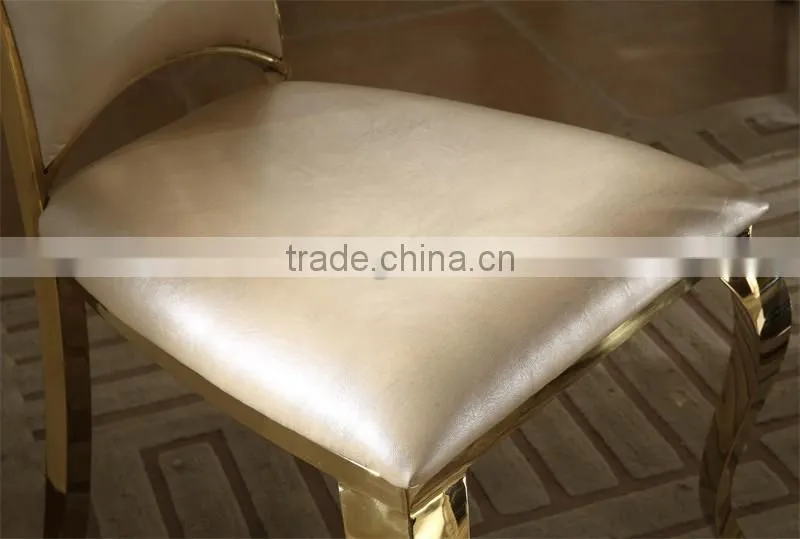 luxury leather stainless steel dining chair for hotel