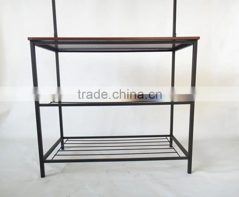 Metal Wood Entryway Bench Storage standing Hallway Umbrella Hat coat Shoe rack