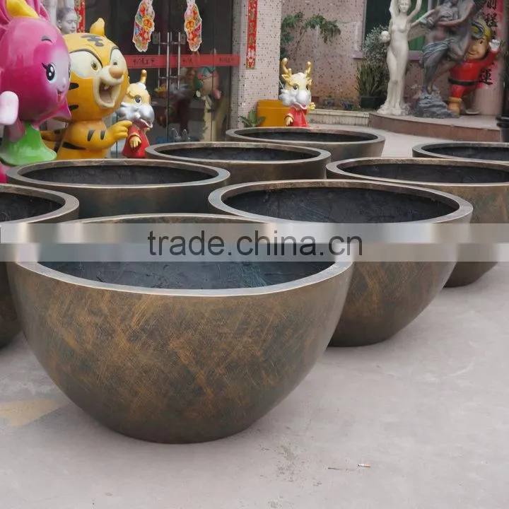 Large round bronze garden pot