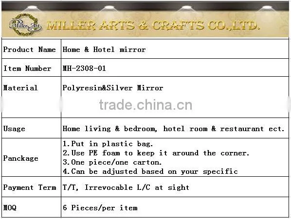 New arrival French home decor wall mirror MH-2308-01