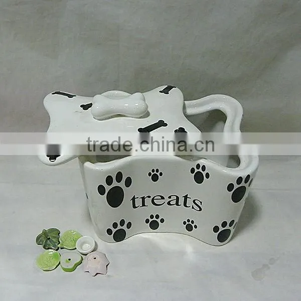 Bone Shaped Ceramic Dog Treat Jar