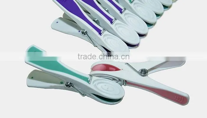 custom design decorated racks of PP+TPR colorful soft grip clothes peg