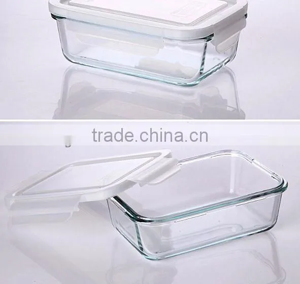 Round Glass Food Container with Lock Lid Glass Bowl