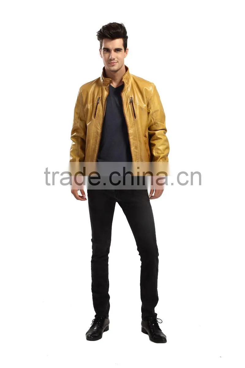 2015 New Style Motorcycle Leather Jacket Men Wholesale