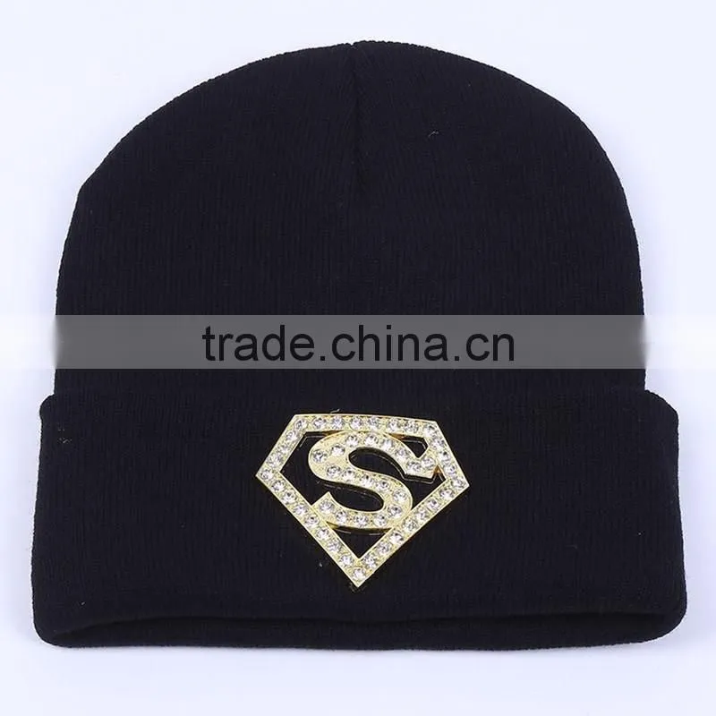 Fashion Hot Drilling CC Winter Beanies With Rhinestone