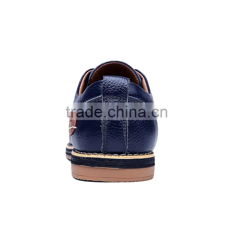 dark blue genuine leather men business casual shoes fashion best quality, lace up relaxation leather shoes men fashion style