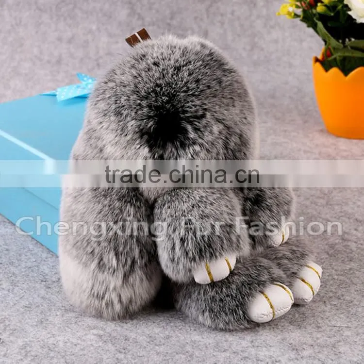 CX-R-10A Fancy Genuine Rex Rabbit Fur Bunny Fur Keychain Bag Charm