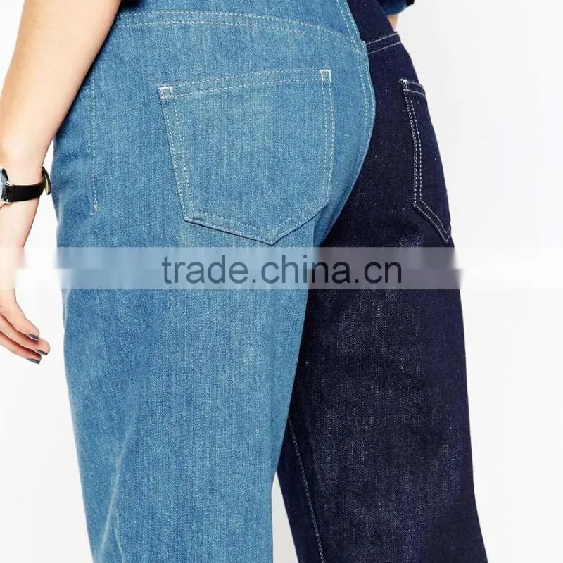 new fashion different color block ladies jeans pants