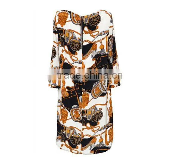 retro dress chain printed shift design with plus size