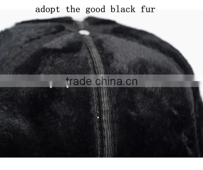 fashionable black genuine leather baseball hat cap
