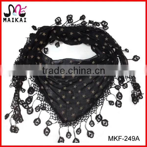 Latest new fashion small neck lace scarf factory china