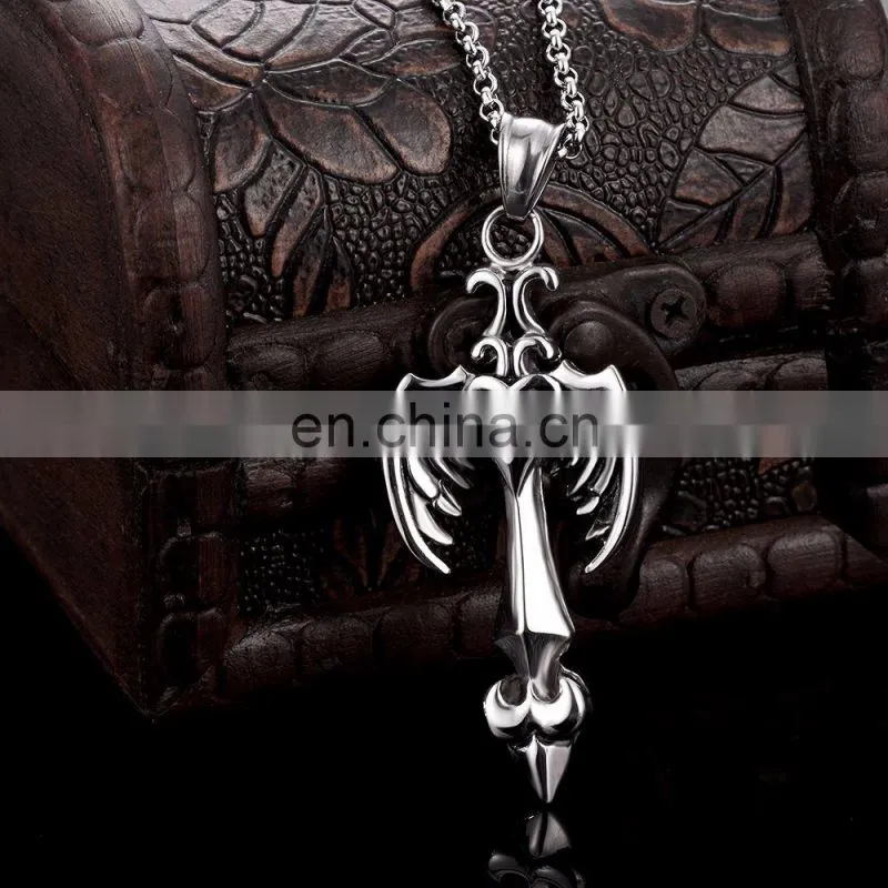 Hip Hop Style Wings Shaped Stainless Steel Necklace Chain for Men
