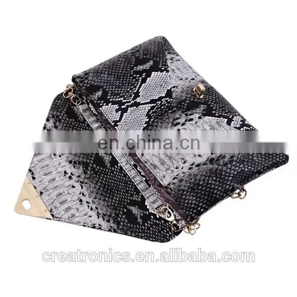 CR High reputation supplier snake skin envelope pattern customized top quality leather bags wholesale in egypt