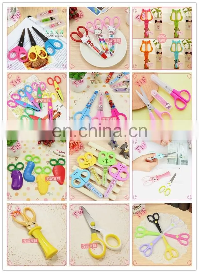 Factory cheap price Creative Innovative Designed office stationery types of eco-friendly colored plastic scissors