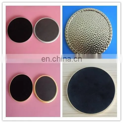 zinc alloy metal base coaster metal embossed logo center coaster leather around the coaster