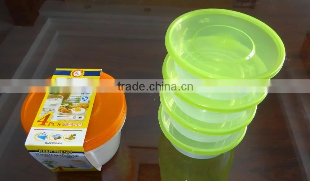 Cheap price 4 pcs set plastic round food storage container