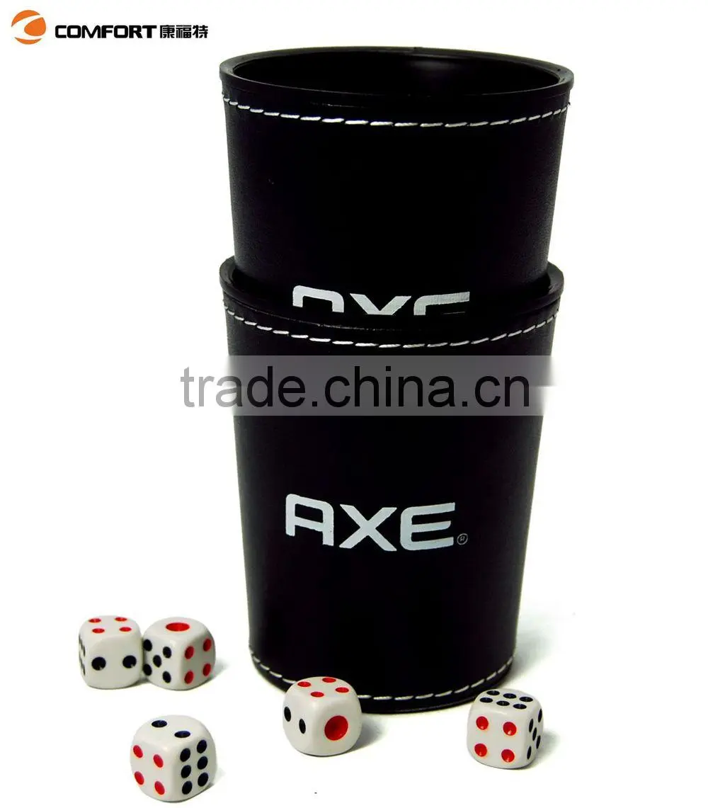 high luxury durable round leather dice cup